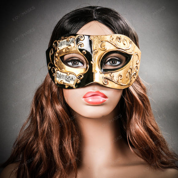Phantom Of Opera Musical Masquerade Venetian Men Full Mask - Black Gold - Picture 9 of 10